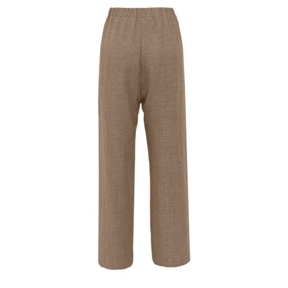 Elegant Tan Women's Pants with Lace Detail - Picture 2 of 3